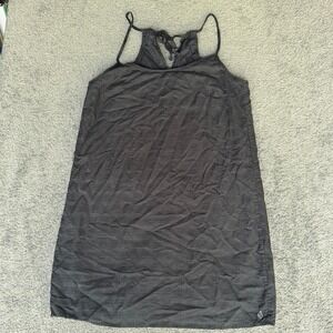 Volcom Festivus Dress Women M Black Tonal Plaid Cotton Tie Back Mini B1321221